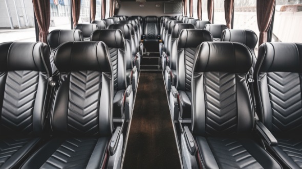 50 passenger charter bus inside college station