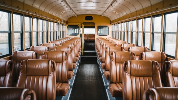 school bus rental interior bryan